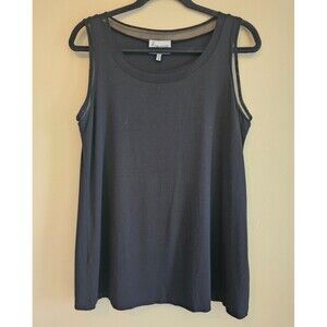 Lynn Ritchie Black Lined Sleeveless Top Sz Med, sheer elements, casual